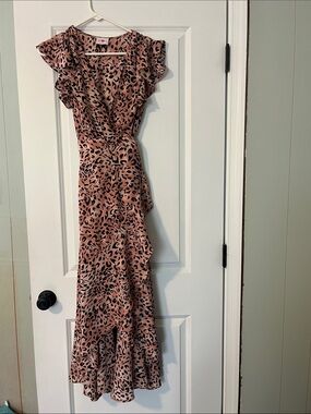 Buddy Love Pink and Black Leopard Wrap Maxi Dress
